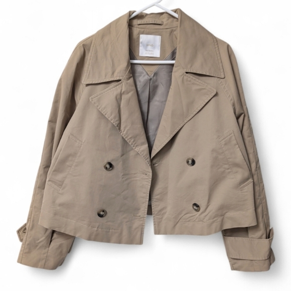 Like New! Mango Cropped trench coat with lapels - Picture 6 of 13